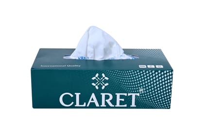 Claret 2-Ply Facial Tissue Box - 100 Pulls Each, Hygienic & Versatile, Pack of 3 Green Boxes for Daily Use, Travel & Hygiene Maintenance