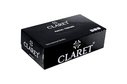 Claret Facial Tissue Box - 2 Ply, 100 Pulls, Black, Versatile & Hygienic, Pack of 3, Daily Use for Men and Women