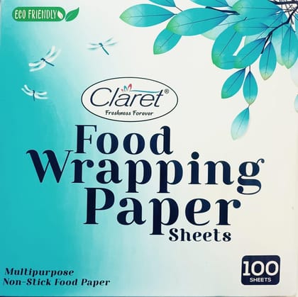 CLARET Premium Multi-Purpose Food Wrapping Sheets | 100 Count, 40 GSM | Non-Stick, Grease-Resistant Parchment Paper for Roti & Food Wrapping"