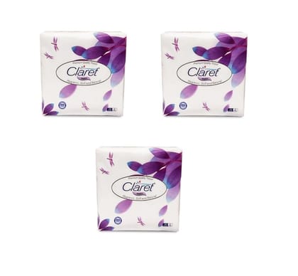 Claret Soft & Natural 33X33 Cm Paper Napkins - 2 Ply 50 Pulls (Pack Of 3) Napkin Soft Makeup Smudges Or Small Spills Multipurpose Tissue