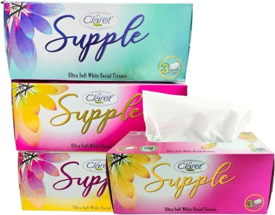 75 Pull 3-Ply Super Soft Facial Tissues - Pack of 4 | Multipurpose Dry Tissue for Home, Office and Car Use | Perfect for Personal Care and Family Use