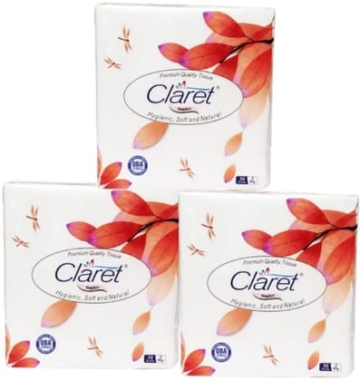 Claret Napkin 40 * 40 2Ply_Pack Of 3 Soft & Absorbent Party Disposable Napkins for Parties, Events, and Dining