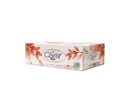 Claret 100PULL 2PLY 4 IN 1 Dry Tissue Super Soft Facial Tissue Multipurpose tissue personal care, bedside, dressing table, office, car use for all