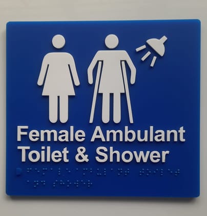  Female Toilet & Ambulant Shower Sign - Blue