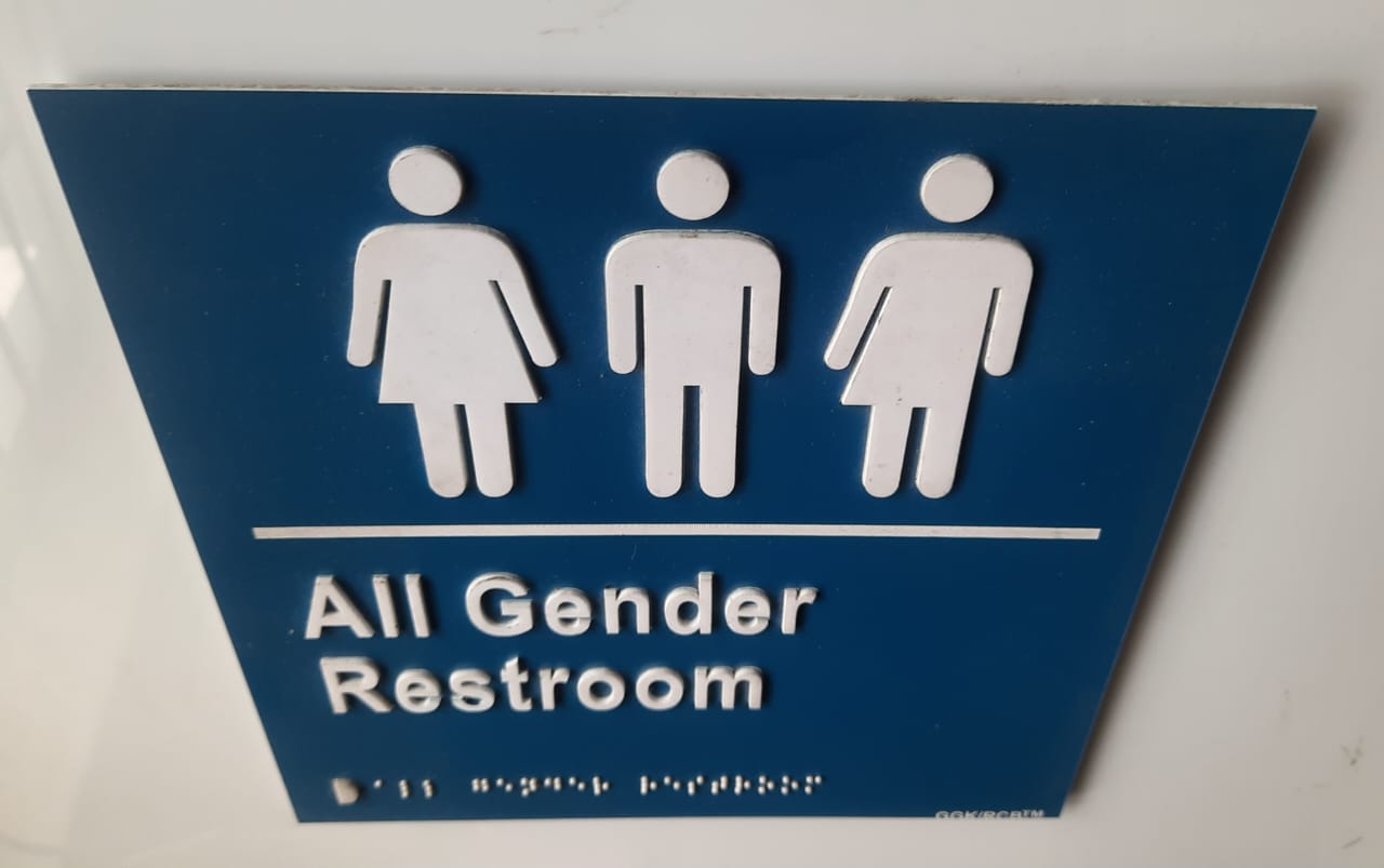 All gender restroom signboard