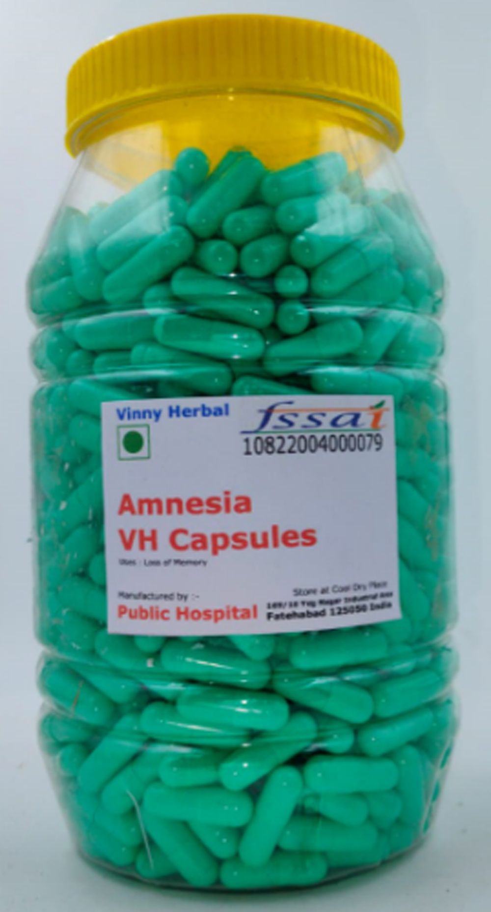 Amnesia VH Herbal Supplement Capsules 600 Caps Jar