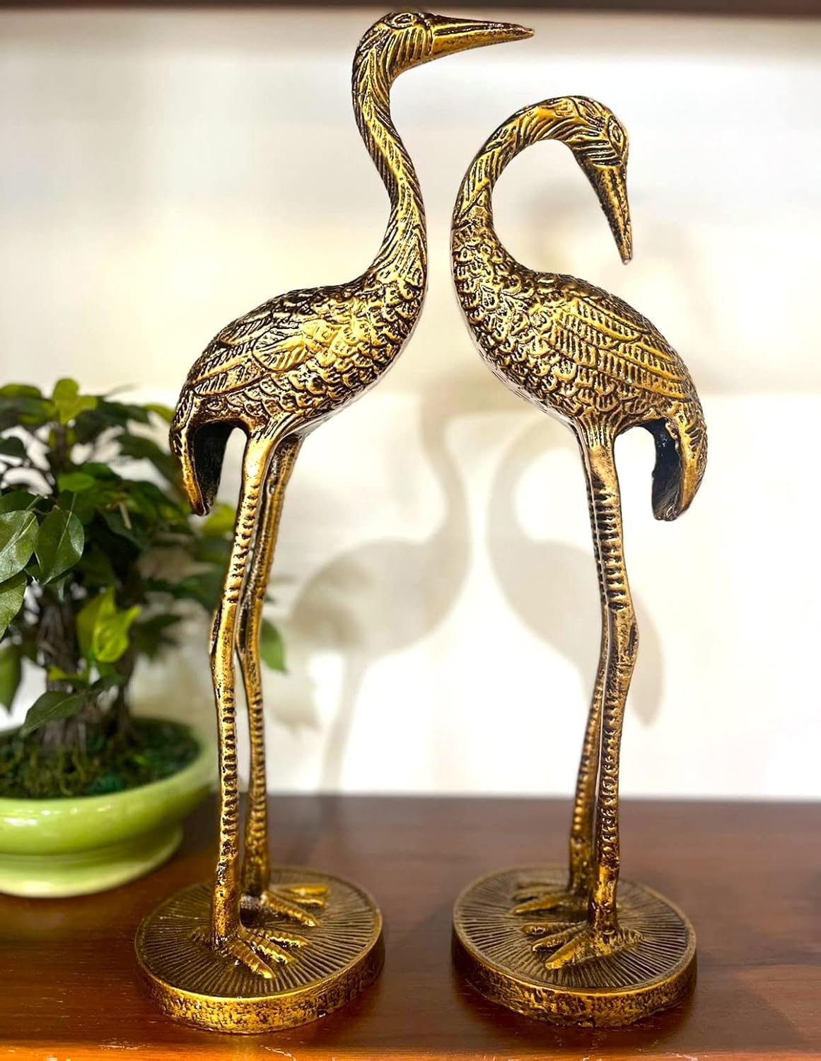 Manoj Art -  Tall Golden Crane Pair/Handicraft/Home Decor/Showpieces