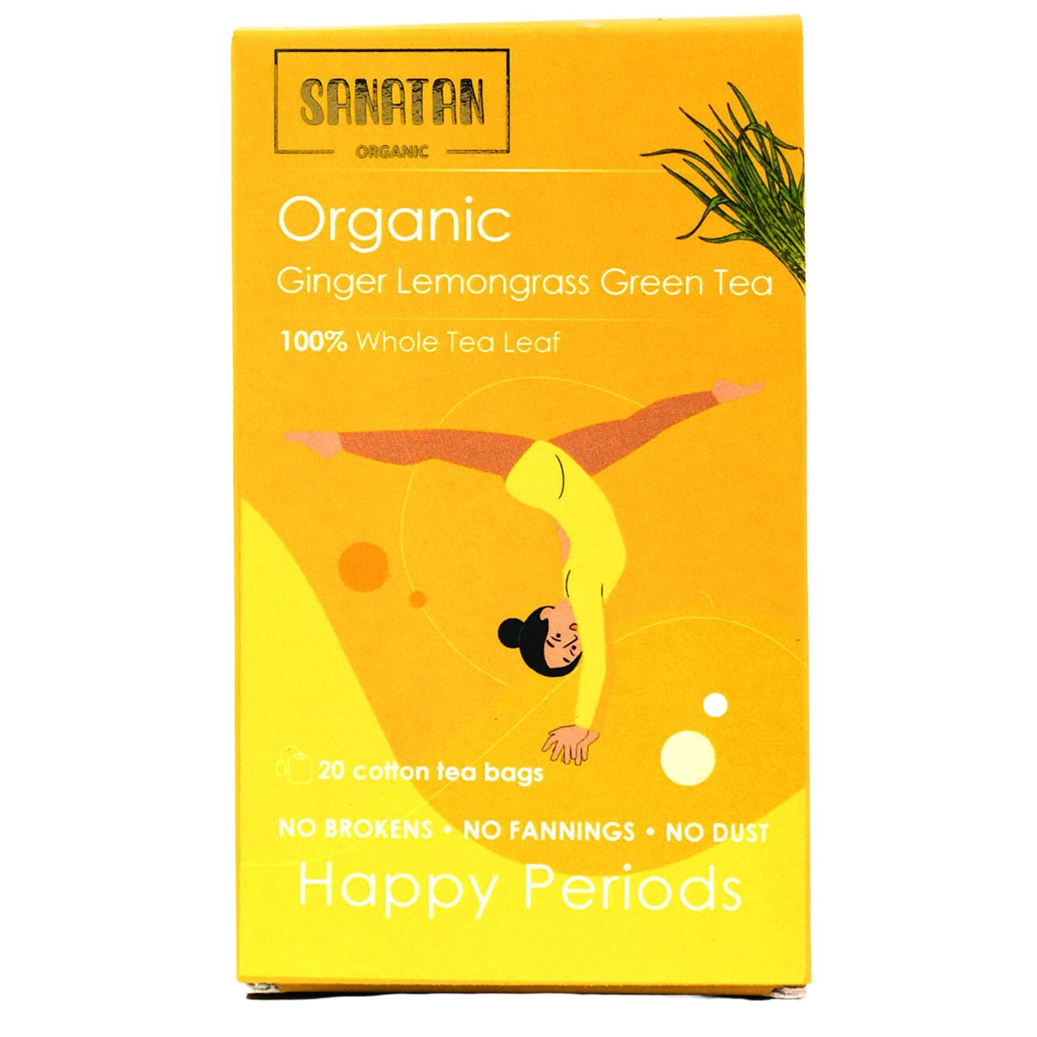 Sanatan Organic Ginger Lemongrass Happy-Periods Green Tea- 20 sachets