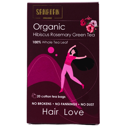 Sanatan Organic Hibiscus Rosemary Haiir Love Green Tea- 20 sachets