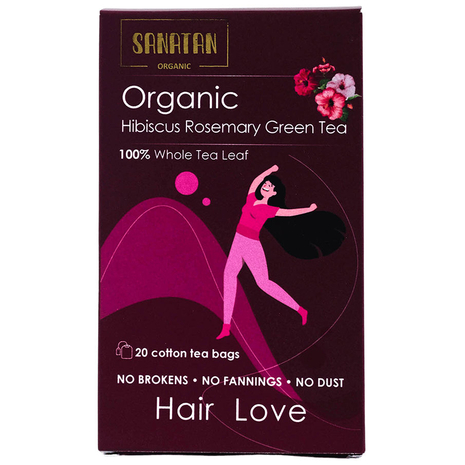 Sanatan Organic Hibiscus Rosemary Haiir Love Green Tea- 20 sachets