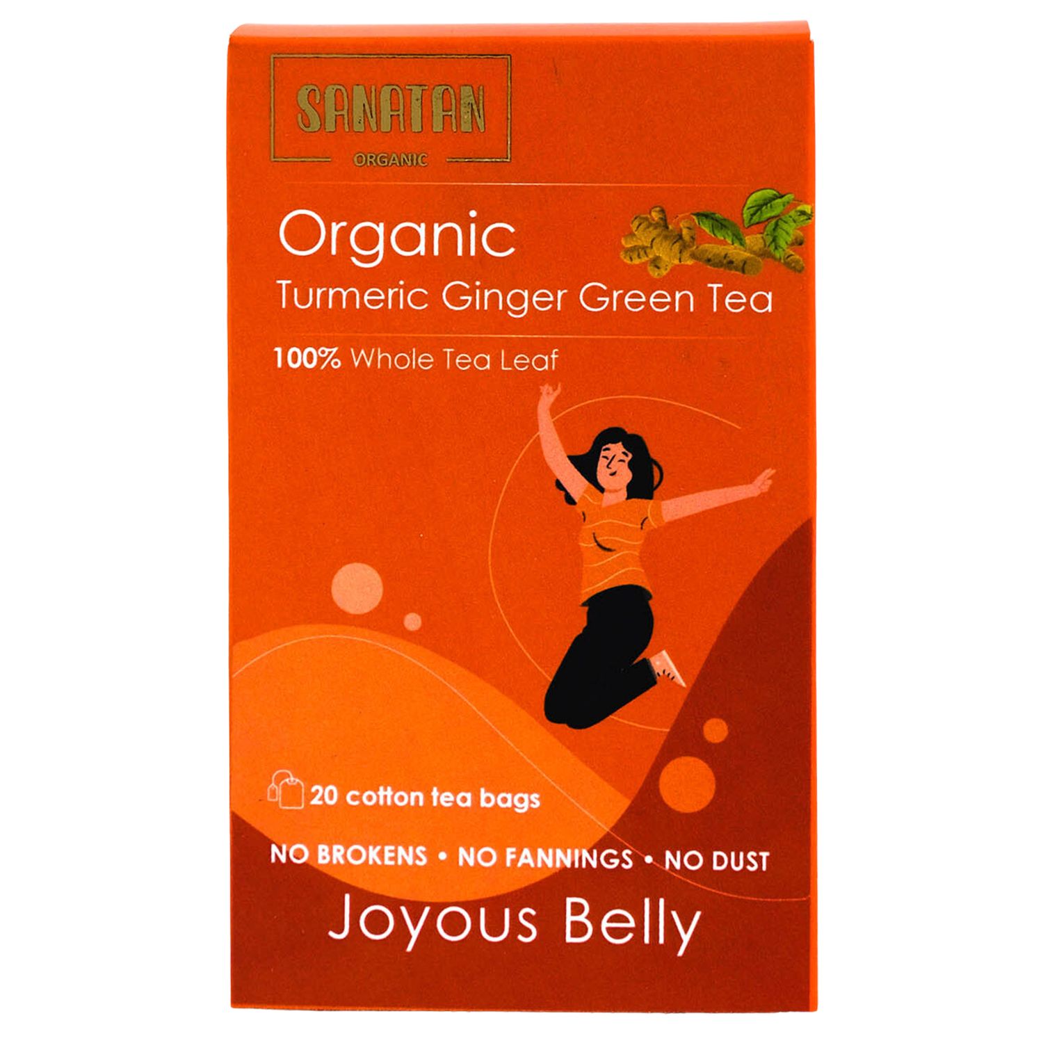 Sanatan Organic Turmeric Ginger Joyous Belly Green Tea- 20 sachets