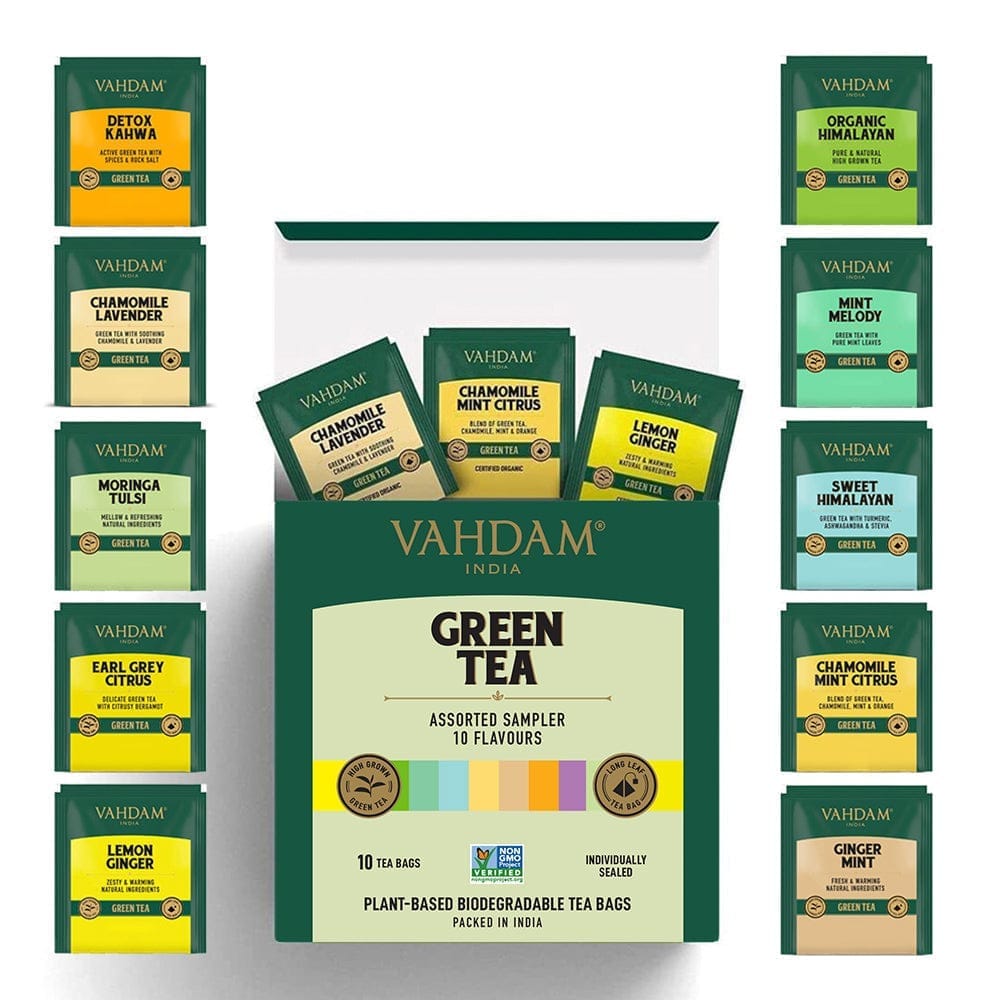 Assorted Green Tea Bags | 10 Variants, 10 Tea Bags Sampler