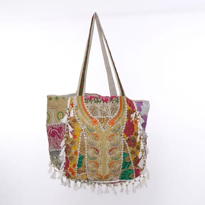 Premvati Handicraft - Rajasthani Embroidered Shoulder Bag, Pure Cotton Shoulder Bag With Handmade Beautiful Patchwork