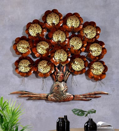 Handmade Antique Buddha Tree With LED Lights Wall Hanging Decor