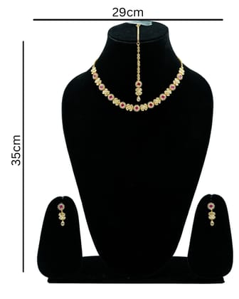  Stunning Gold-Plated Kundan and Pearl Choker Necklace Set with Maang Tikka and Earrings