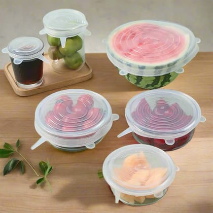 Reusable Silicone Stretch Lids - Set of 6 | Microwave Safe Silicone Stretch Lids - Reusable Food, Bowl Covers, Dishwasher And Freezer Safe | Bowls | Perfect for Bowls, Cups, and Containers