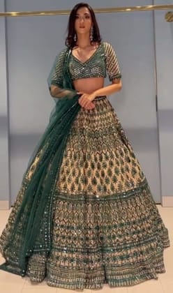 Dark Green Heavy Georgette Wedding Lehenga E-002