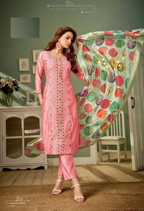 Peach Heavy Viscose Churidar Suits 4005