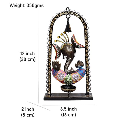 Prabha International -  Tea Light Candle Diya with Ringing Bell Decorative Metal Statue Showpiece for Living Room Home Decor, Tabletop, Diwali Gift