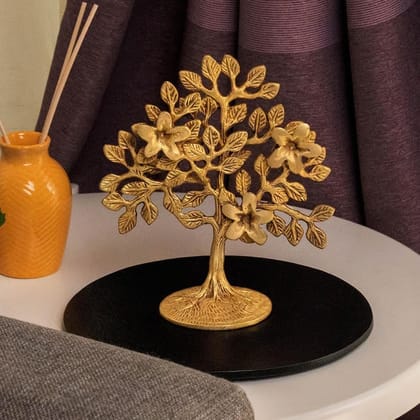 Prabha International - Brass Kalpavriksha Tree Showpiece Tree of Life - Home Decor - Gift for Good Luck Vastu and Fengshui - Best in Living Room Table Decoration with Antique Polish