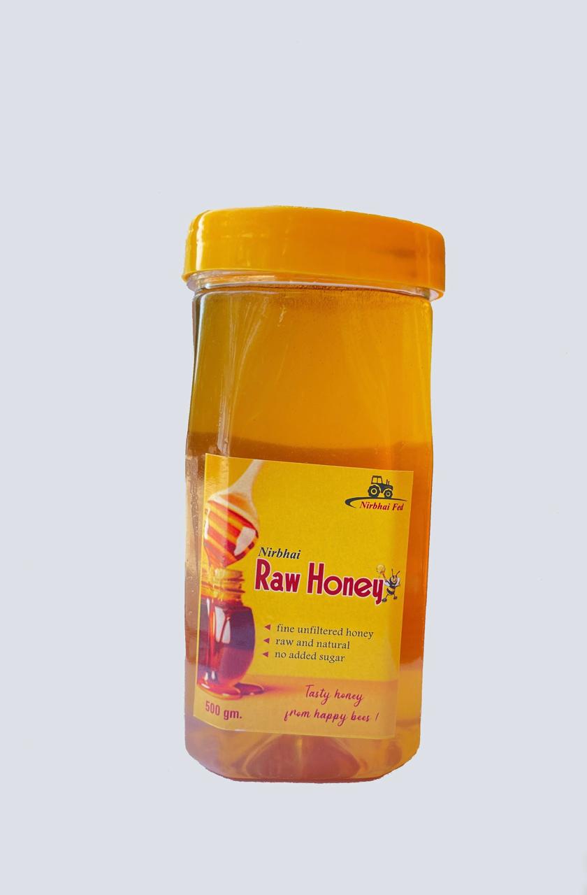  Nirbhai Raw Honey - 500gm, Fine Unfiltered Honey, Raw and Natural, No Added Sugar, Tasty Honey from Happy Bees