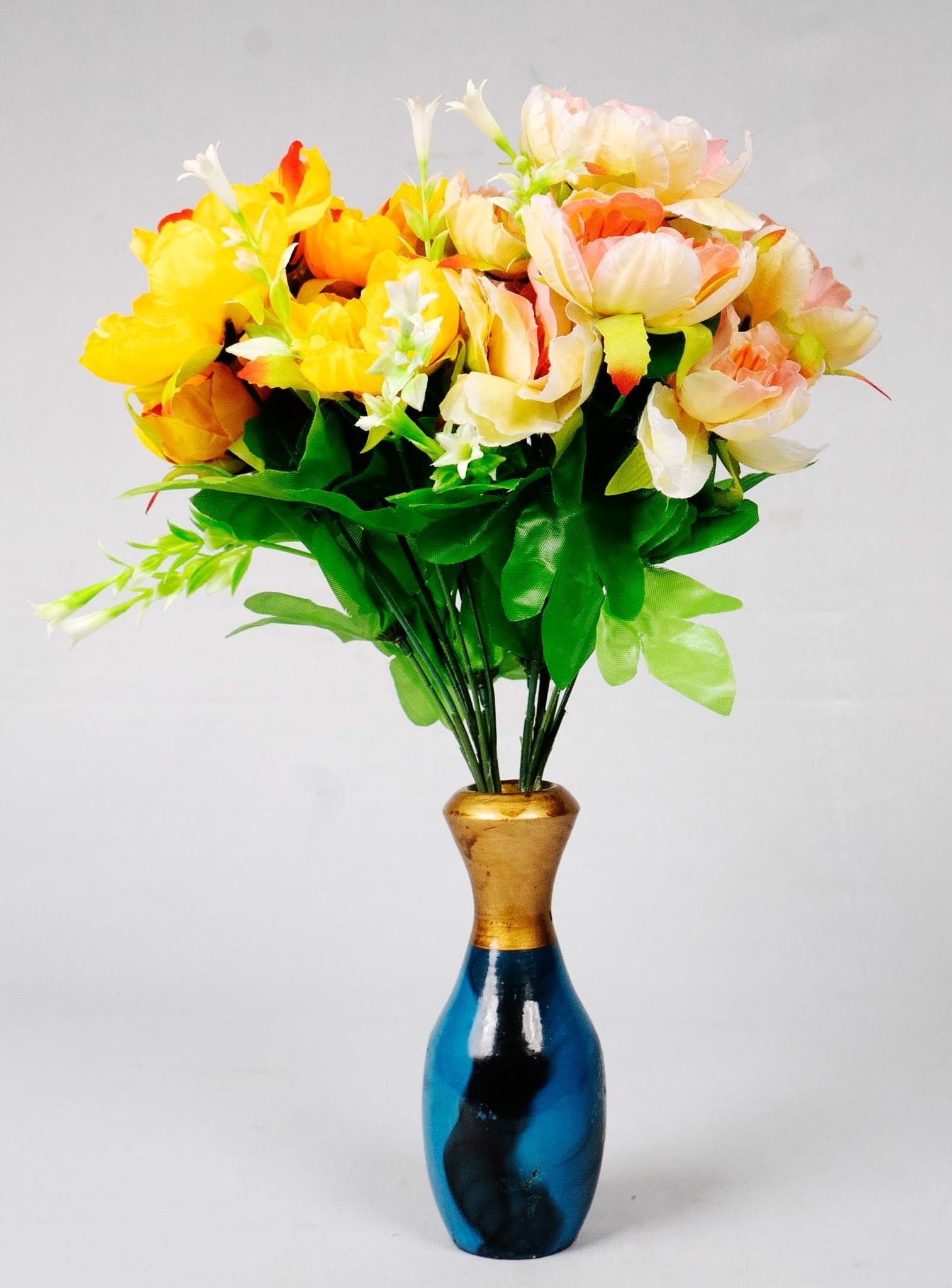 * Artificial Flower Arrangement in Blue Vase*