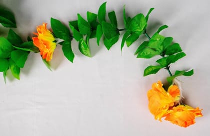 Artificial Orange Flower Garland with Green Leaves