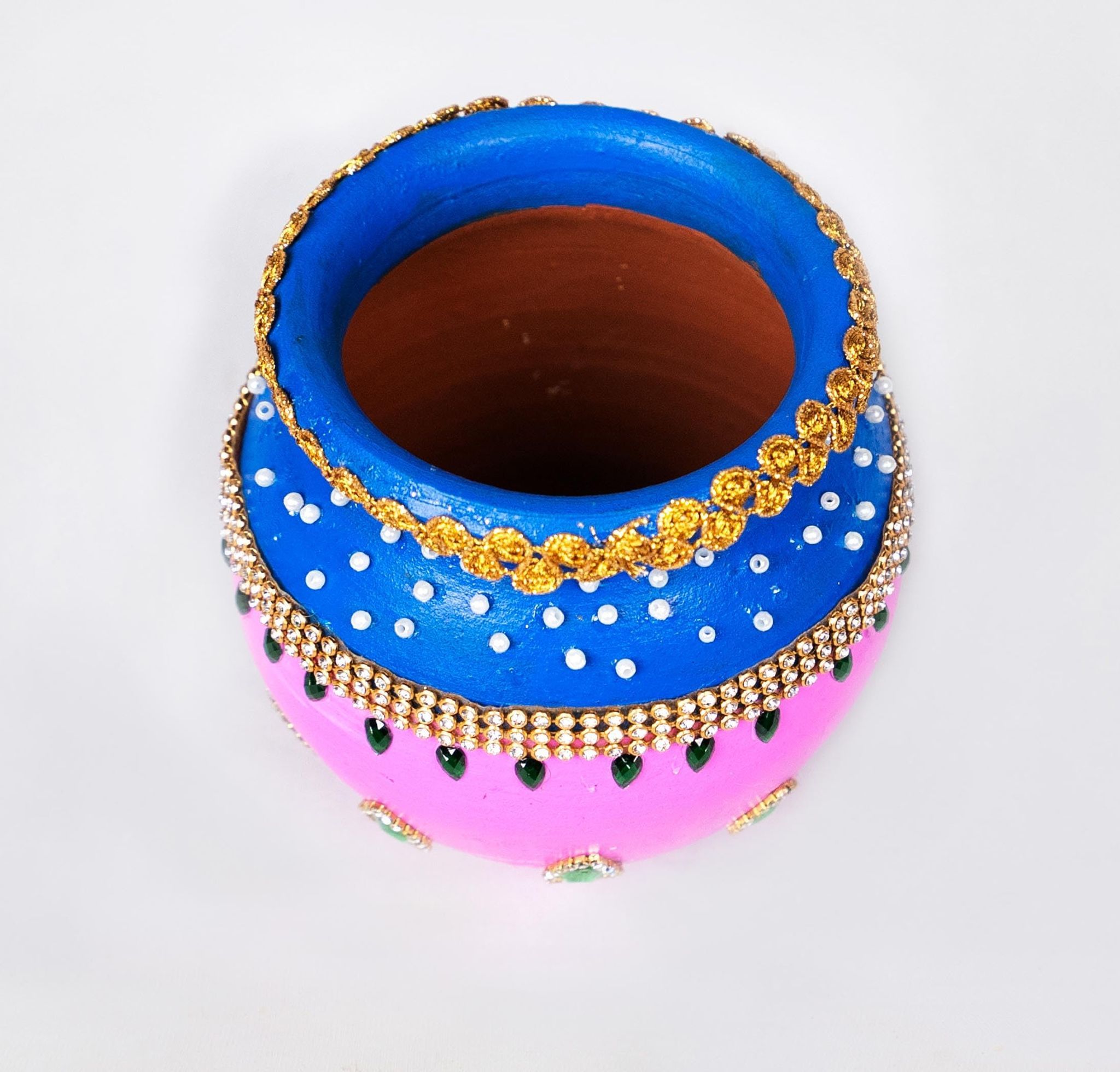  Hand painted and decorated clay diya