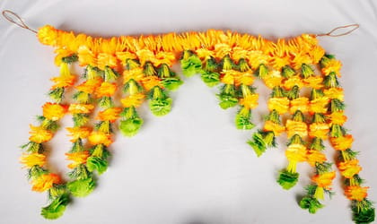  Artificial Marigold Fluffy Flower Door Hanging Toran for Home Decor