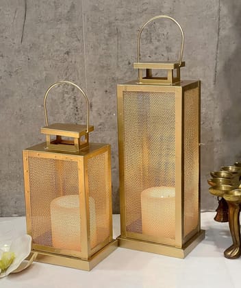 Sky Vibes StudiosSet of 2 Iron Lantern and Candle Tealight Holder for Home Decor Items | Candles for Home Decoration | Candle Holders for Home Decor