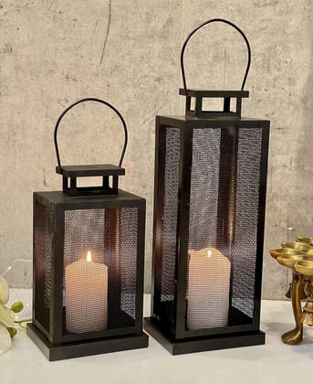 Sky Vibes StudiosSet of 2 Iron Lantern and Candle Tealight Holder for Home Decor Items | Candles for Home Decoration | Candle Holders for Home Decor