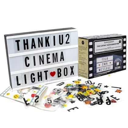 House of Quirk A6 Cinematic Light Box, LED Changeable Quote Sign To Create Personalized Messages 96 Letters Mini White/Black (15 x 10.5 x 4 cm)