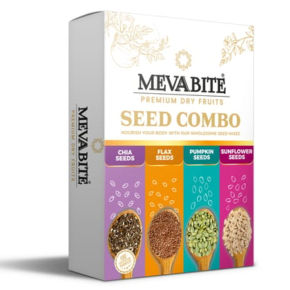 MEVABITE Healthy Edible Seeds Combo - 400g | Seeds Mix (Chia, Sunflower, Pumpkin and Flax Seed) | Perfect for Weight Management & Immunity Boost