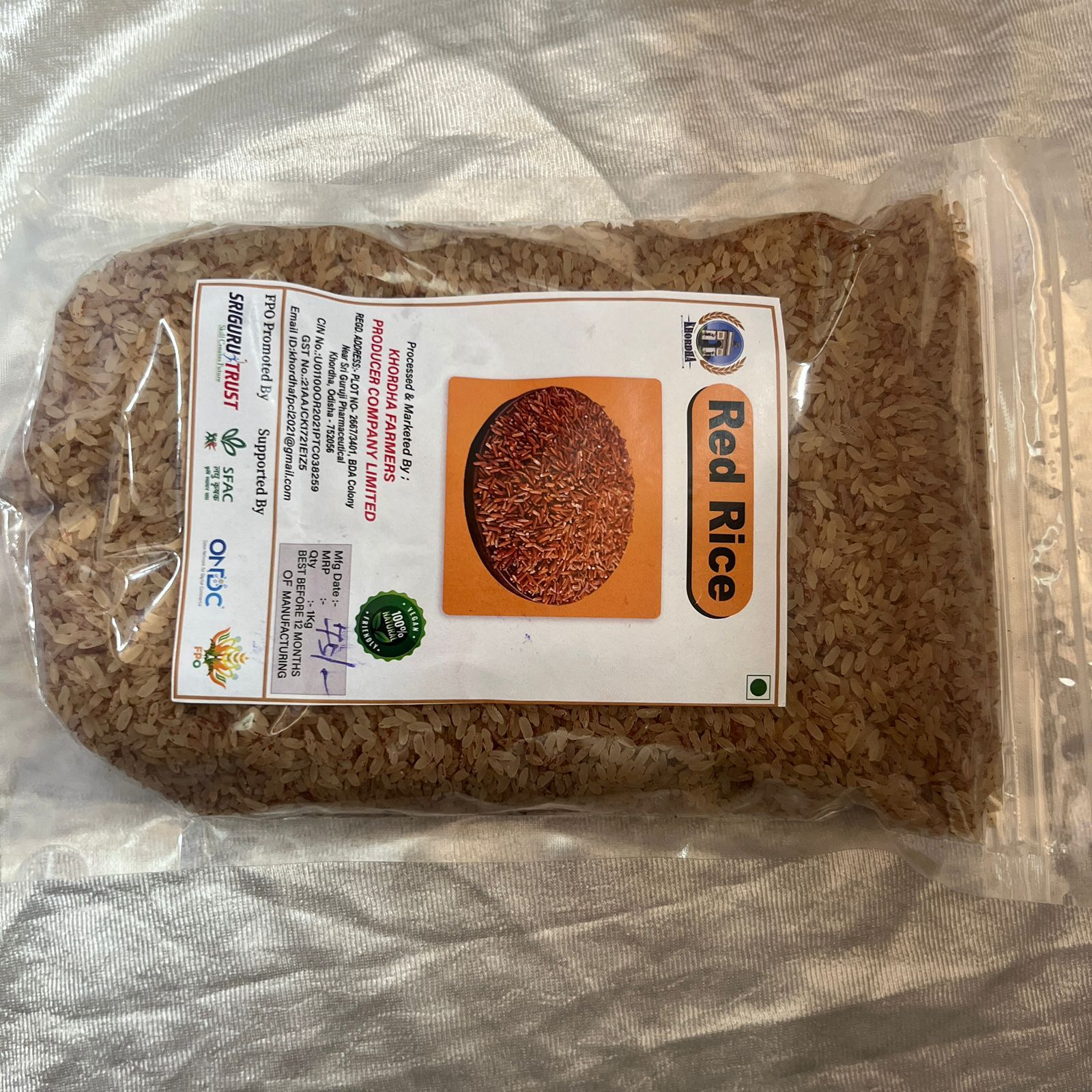 Organic Red Rice  1 Kg - Unpolished, Gluten-Free, and Vegan