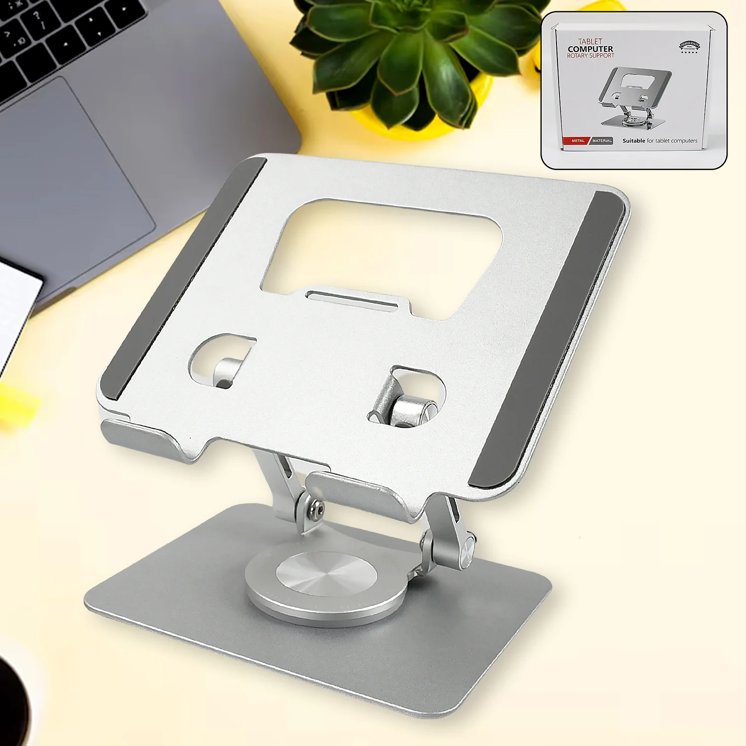 Adjustable Laptop Stand, 360 Rotating Bracket, Aluminium Alloy, Portable Foldable Ergonomic Support for Laptop, Tablet, Premium Stand for Laptop and Tablets