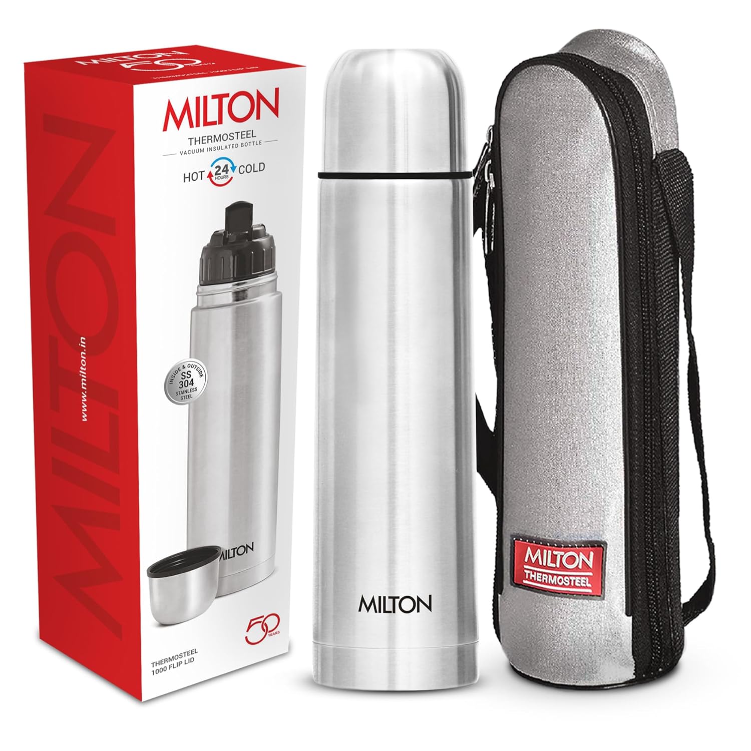 Milton - Thermosteel Vacuum Insulated Bottle with Flip Lid, Silver