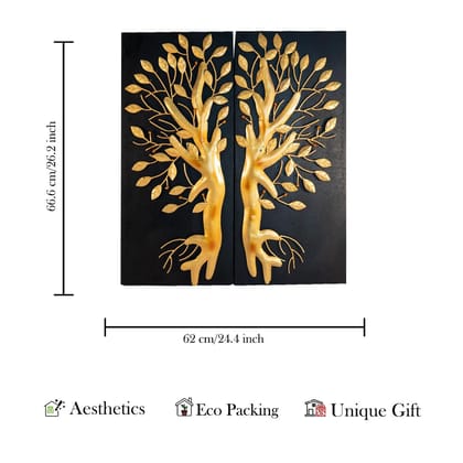 STARHOME DECOR PRIVATE LIMITED - Wall Art Décor, Modern Tree Panels In Golden Color Size 18 Inch X 18 Inch - A Wall Décor Article (Design 40)