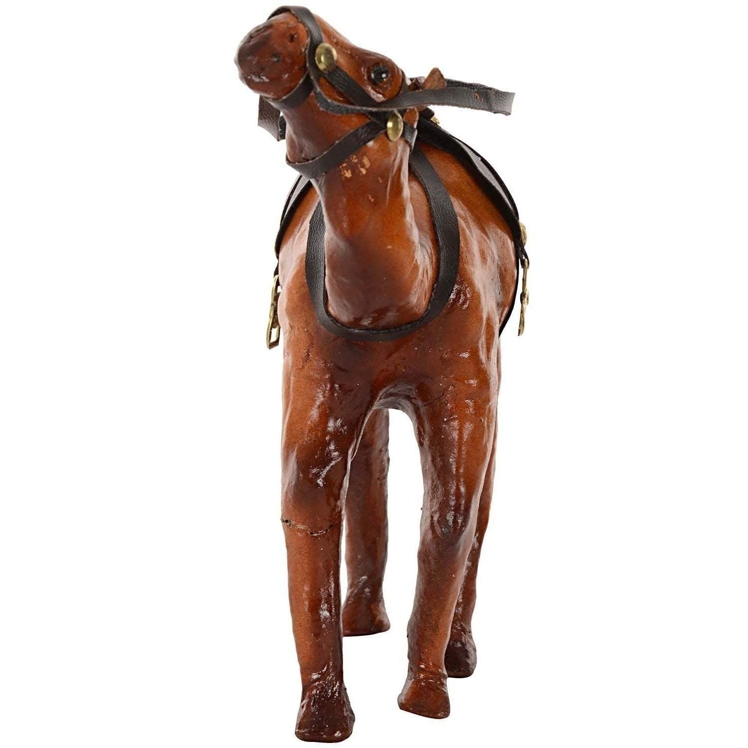 Shree Vishwakarma Handicrafts - Handicraft showpiece Rajasthani Wooden Leather & Suede Standing Figurine (Brown) (Camel)