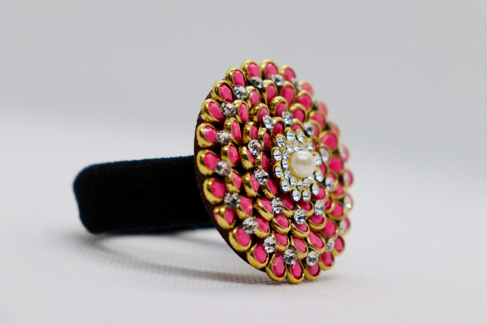  Rhinestone and Pearl Embellished Hair Tie