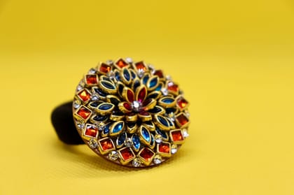 "Exquisite Handcrafted Meenakari Kundan Stone Studded Traditional Indian Hair Tie for Women"