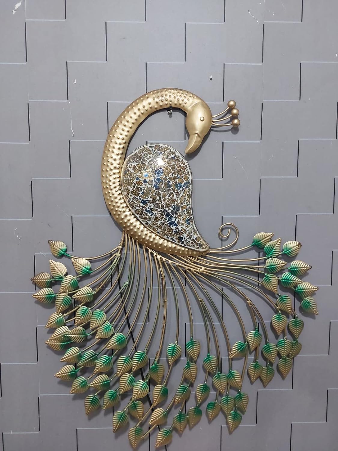 Amrit Art Handicrafts Hand Crafted Metal LED Peacock Hanging Wall Decor For Living Room Bedroom