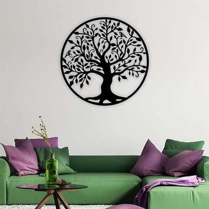 Amrit Art Handicrafts Tree of Life Circle Shape Iron Wall Hanging Art Home Decor for Living Room, Bedroom, Kids Room