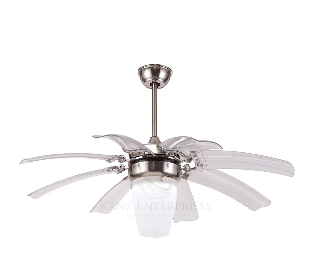 Kanz Enterprises Modern Imported Ceiling Fan with 8 Blades, 42 INCHES,Movement Without Noise, with 3 Color Changing LED Light & Remote Control,Energy Saving_K400TRANSPARENT