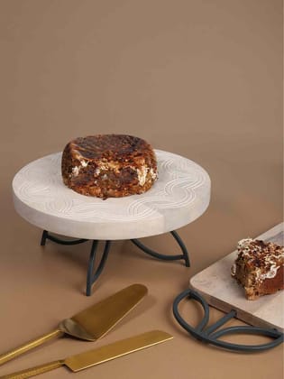 Ellementry Gateau Wooden Cake Stand with Metal Legs