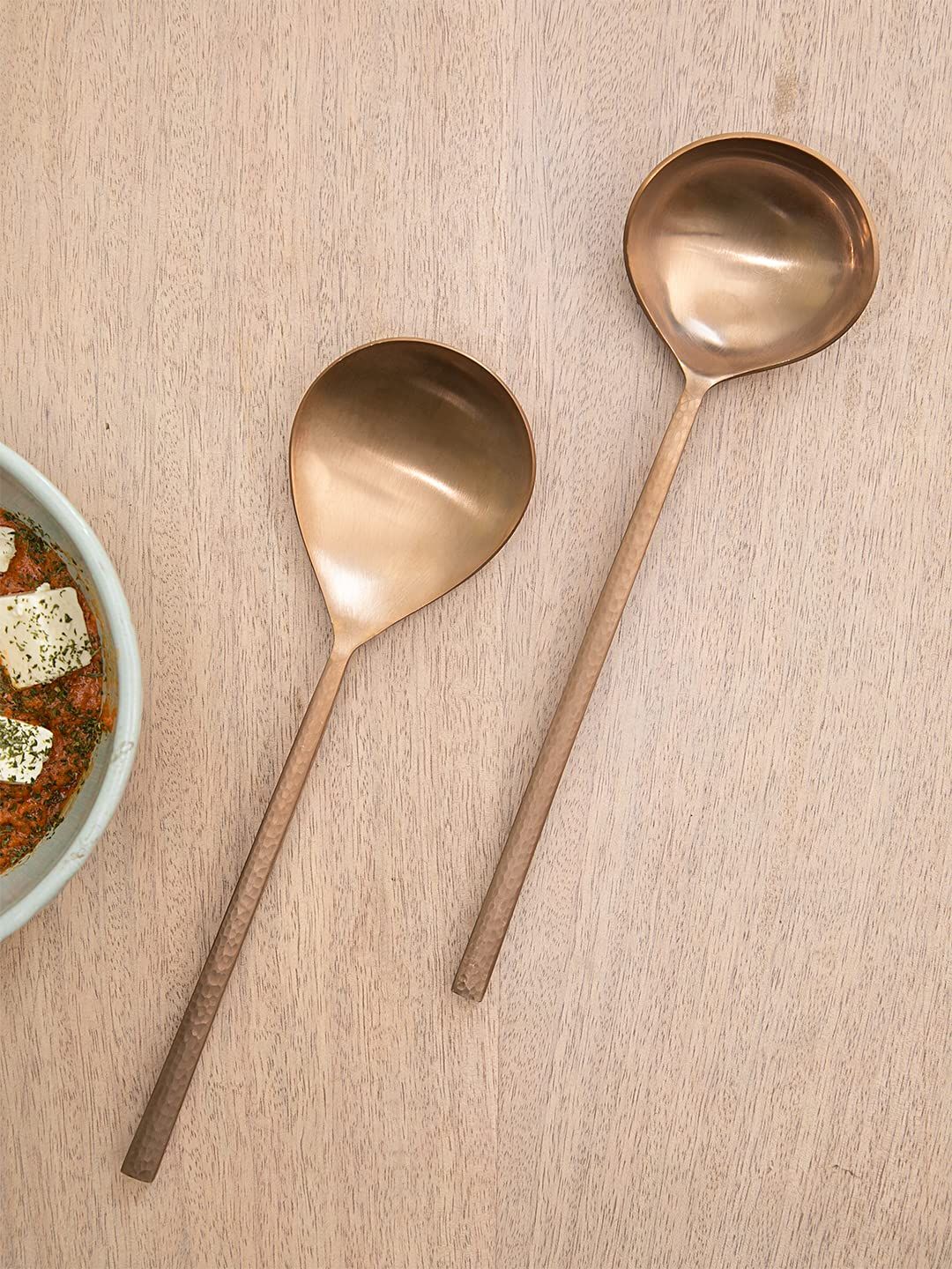 Aurum Rose Gold Hammered Handle Serving Set of 2