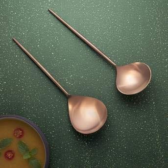 Aura Rose Gold Serving Set of Two; Ladle 25.5 cm Serving Spoon 25.5 cm ; Rose Gold