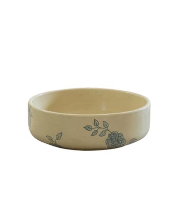 Ellementry Fiore Ceramic Floral Serving Bowl (Eggshell)