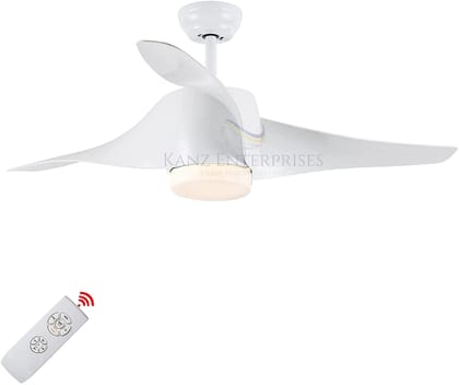 Kanz Enterprises Designer Fans 56 Inches ABS 3 Blades White NO Noise BLDC Motor 35 watts with 3 Color Changing LED Light Timer with Winter/Summer Option Suitable for Large Rooms K-319 White