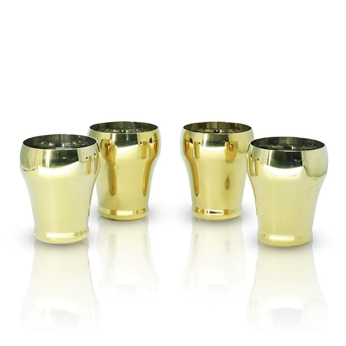 Dr. WaterR Stainless Steel Royale Gold PVD Glass Set of 4pcs Ideal For Water, Juice, Hot&Cold Drinks, Cocktail, Milkshake, Smoothie, Home, Party, Restaurant, Gifting, Special Occasion