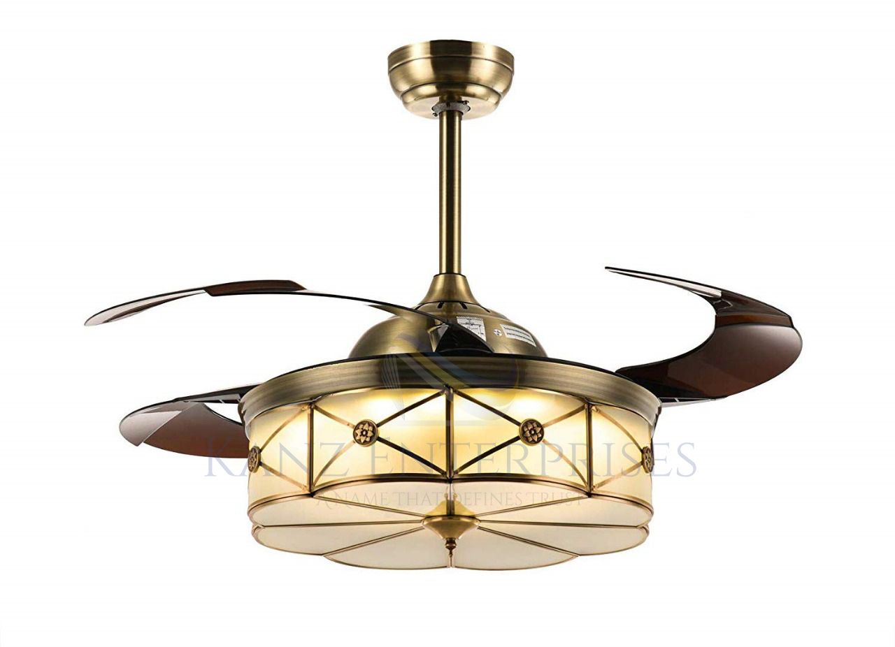 Kanz Enterprises Designer Fans 42 Inches ABS 4 Blades Bronze NO Noise 70 watts with 3 Color Changing LED Light Timer Suitable for Living Room K-417 B